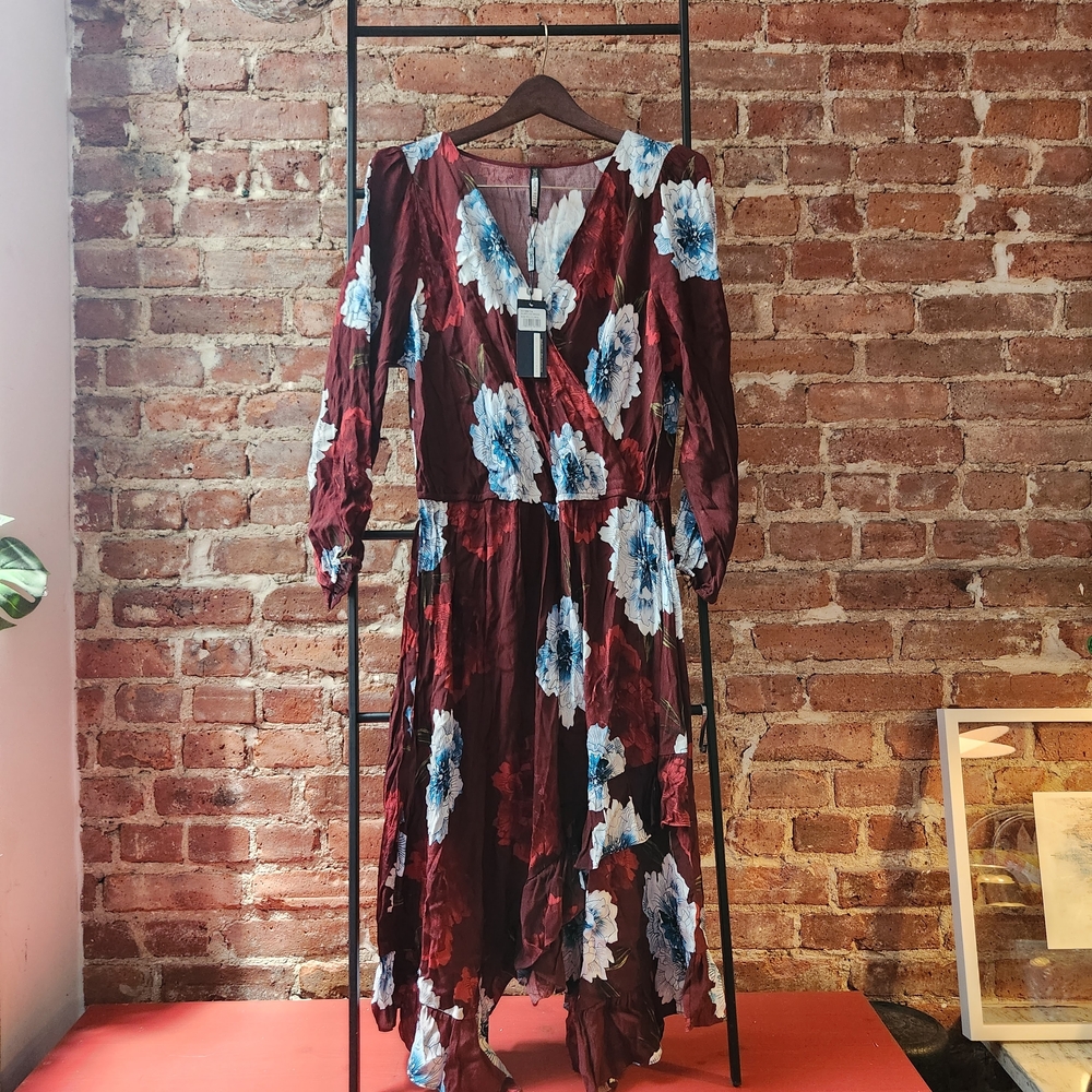 [NWT] Tracy Reese Plenty for Anthro Red, White, Blue Semiformal LS Midi Dress